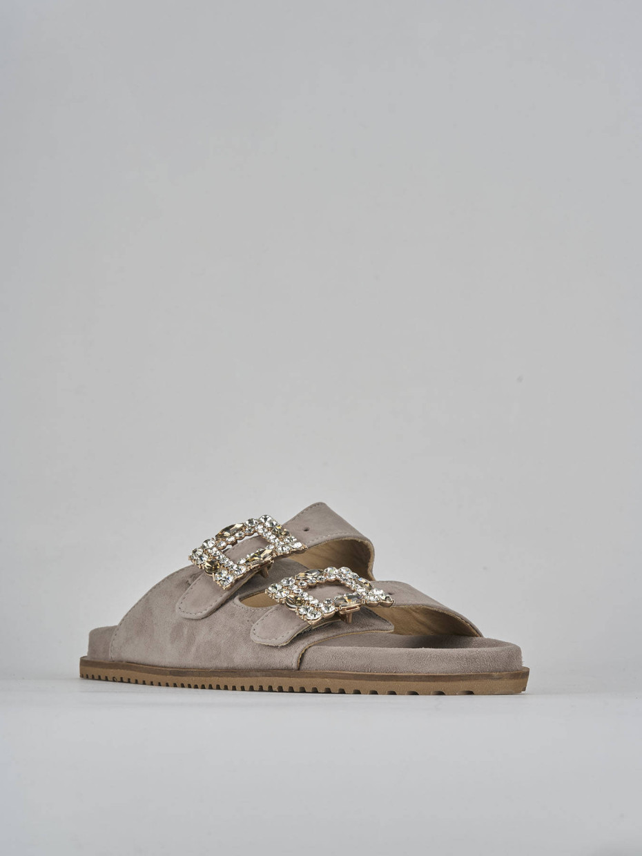 Ciabatte tacco 1cm camoscio beige