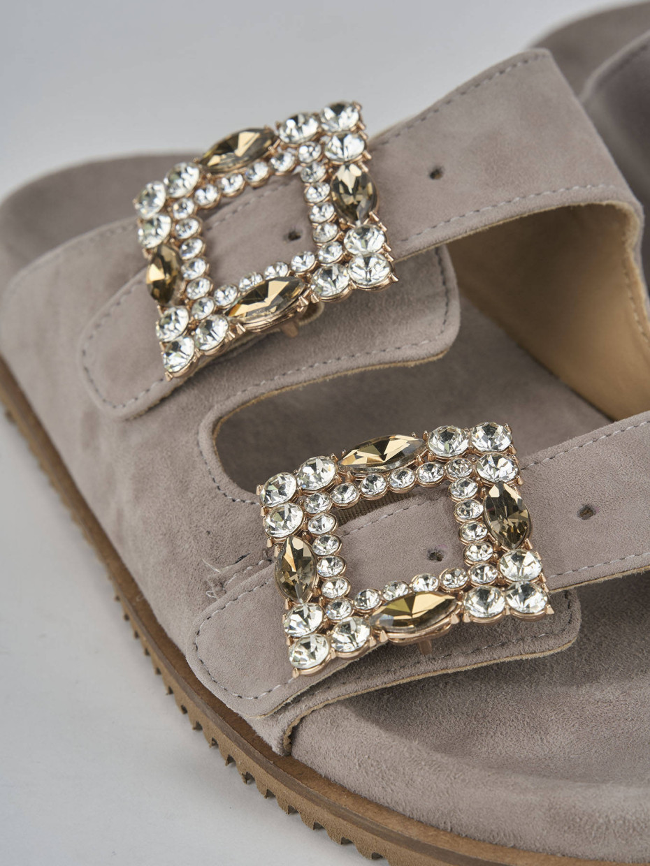 Ciabatte tacco 1cm camoscio beige