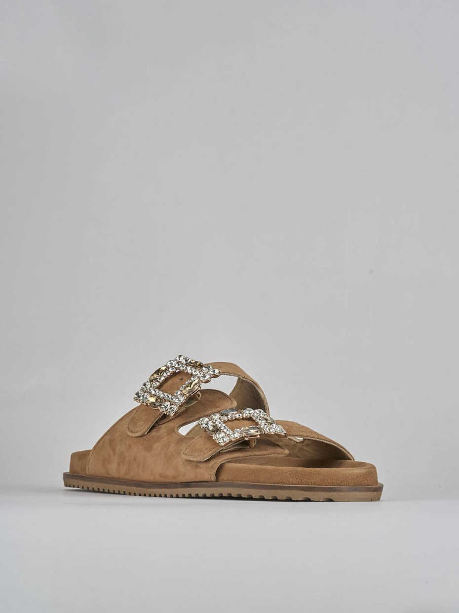 Ciabatte tacco 1cm camoscio marrone