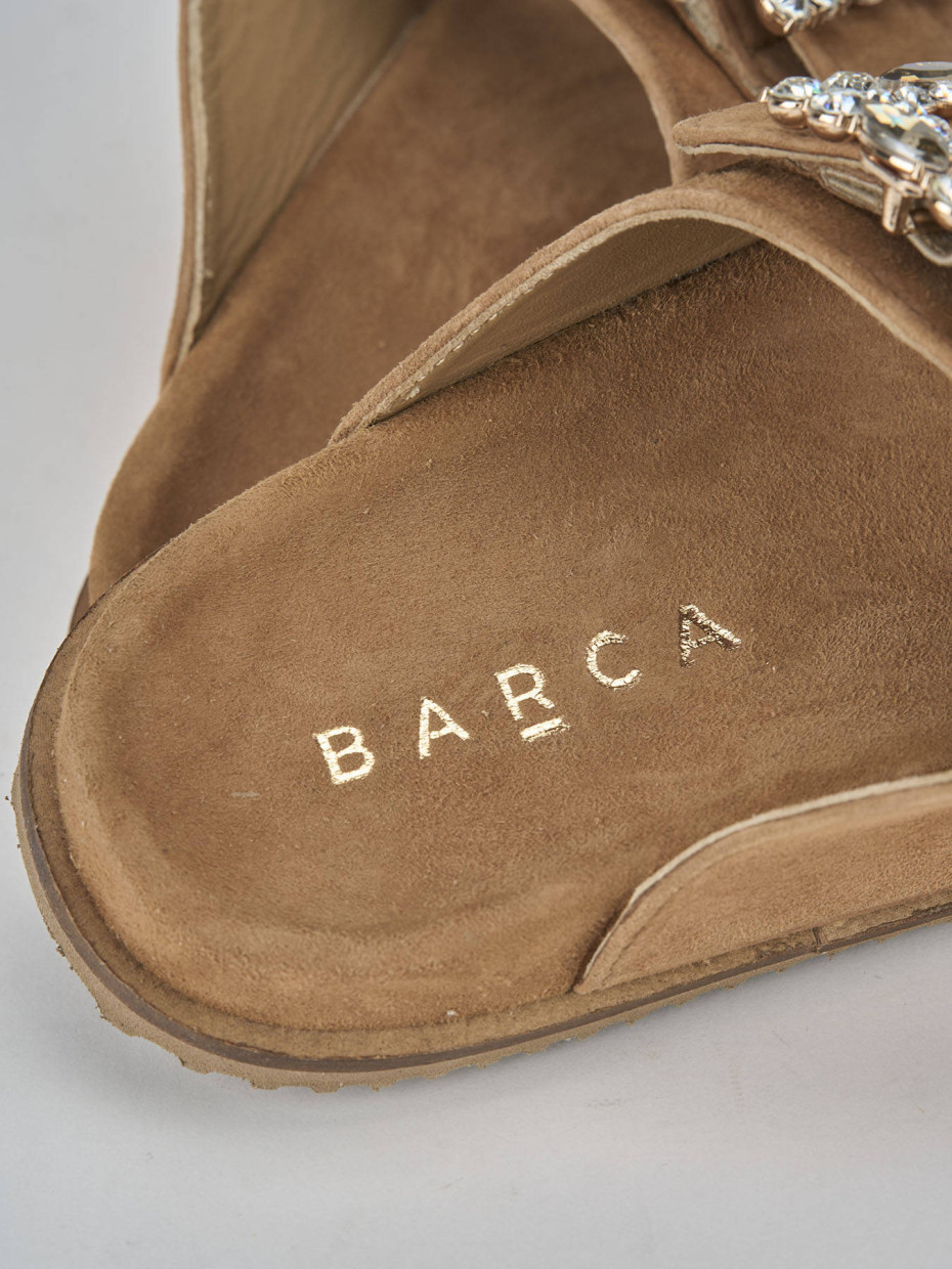 Ciabatte tacco 1cm camoscio marrone