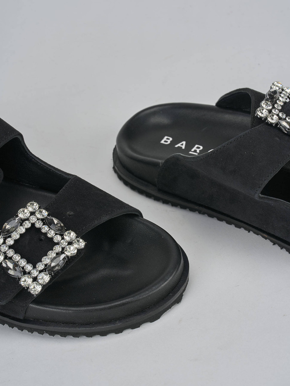 Ciabatte tacco 1cm camoscio nero