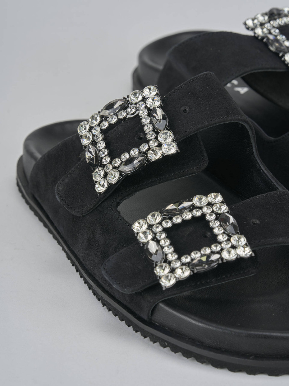 Ciabatte tacco 1cm camoscio nero