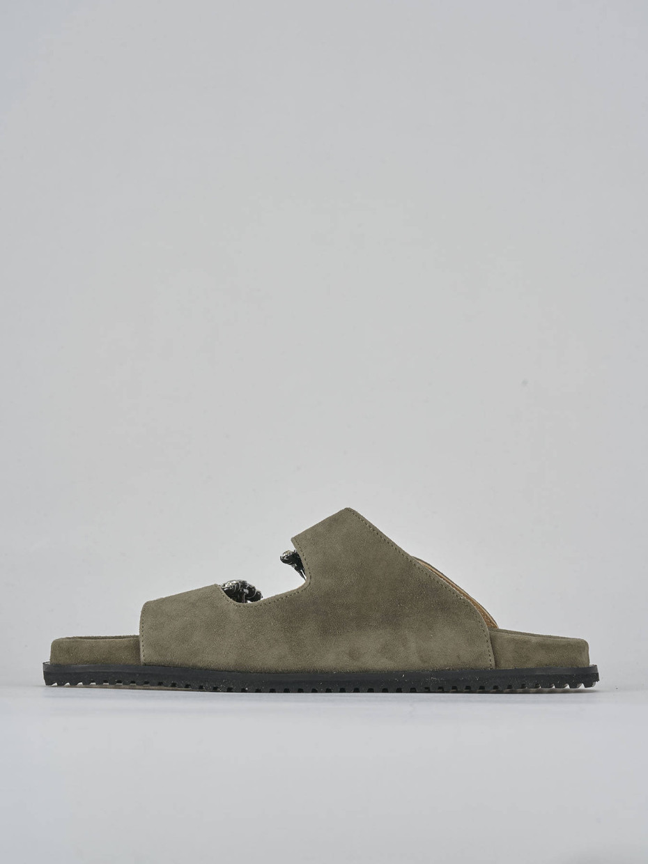 Ciabatte tacco 1cm camoscio verde