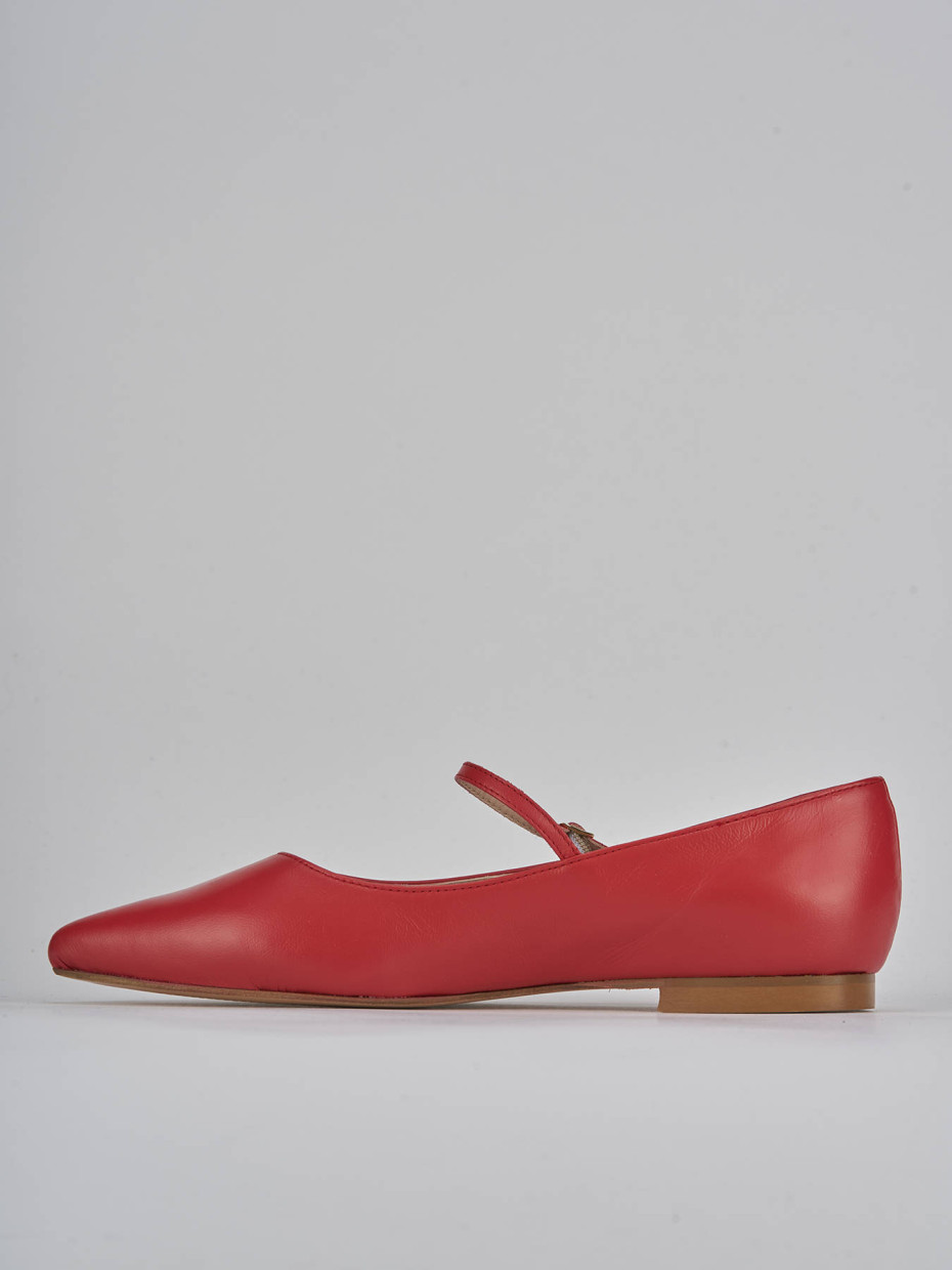 Ballerine tacco 1cm pelle rosso