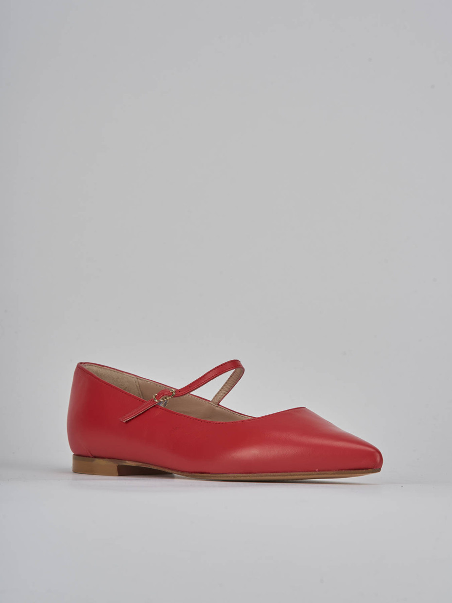 Ballerine tacco 1cm pelle rosso