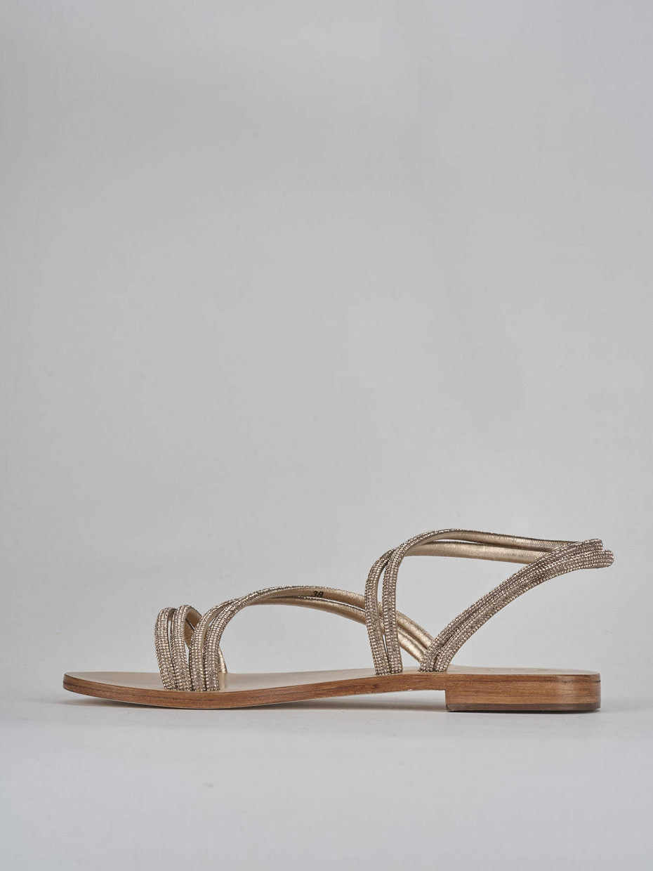 Sandali tacco 1cm pelle oro