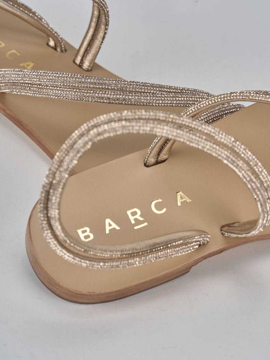 Sandali tacco 1cm pelle oro