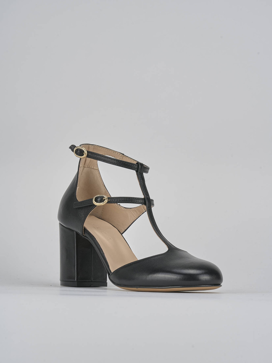 Décolleté e slingback tacco 8cm pelle nero