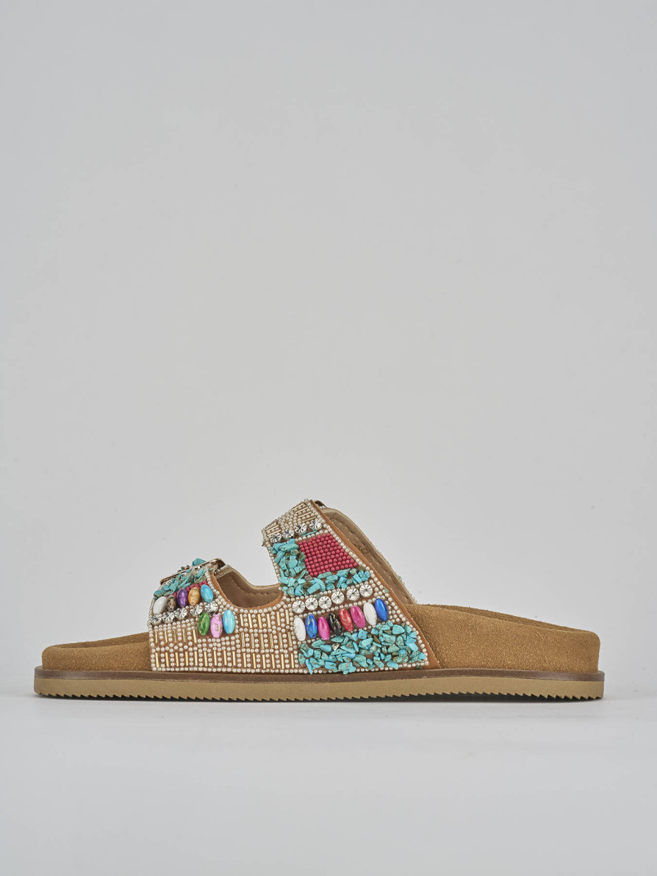 Ciabatte tacco 1cm pelle marrone