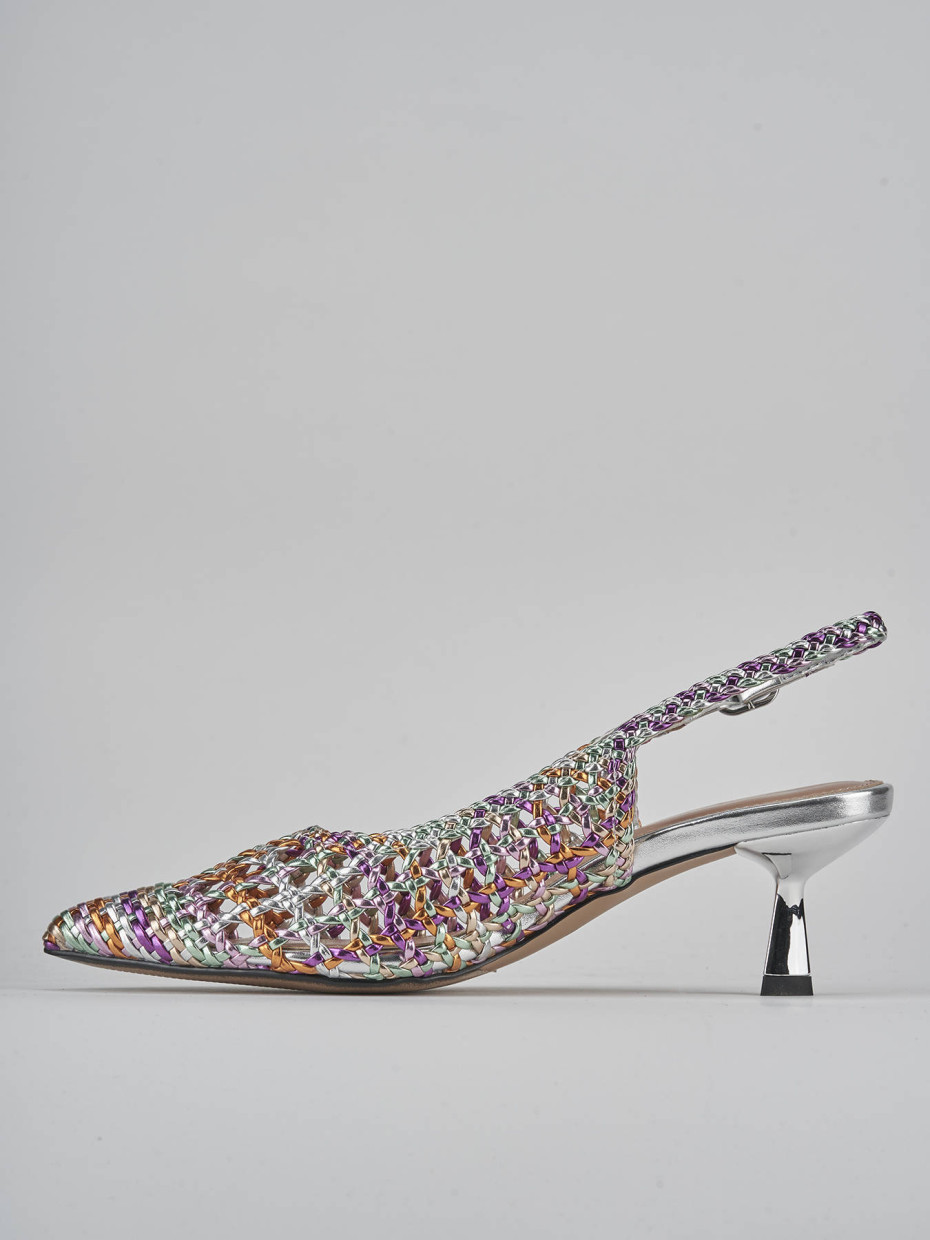 Décolleté e slingback tacco 6cm pelle multicolor