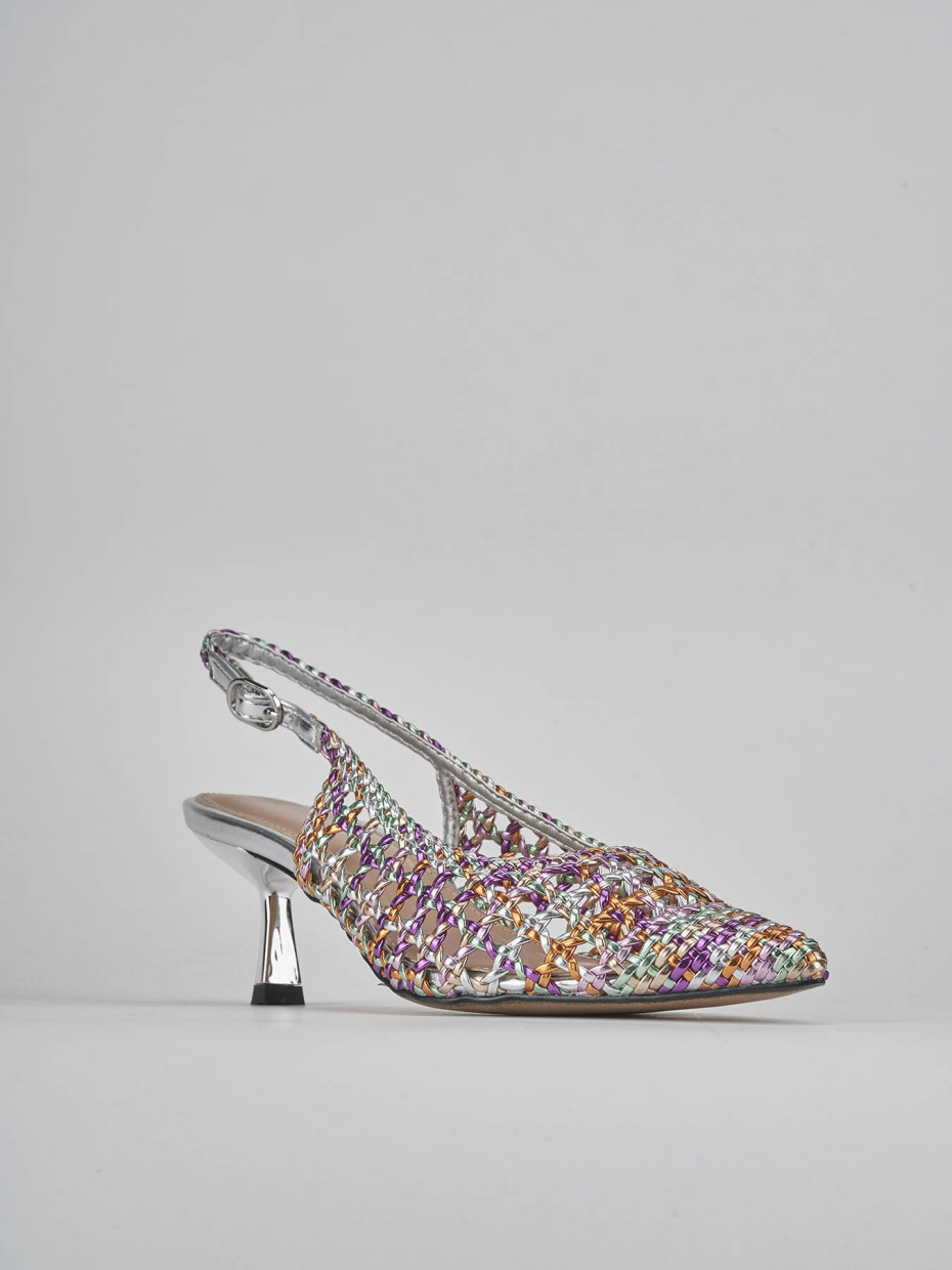 Décolleté e slingback tacco 6cm pelle multicolor