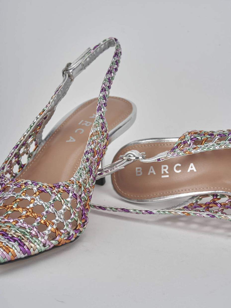 Décolleté e slingback tacco 6cm pelle multicolor