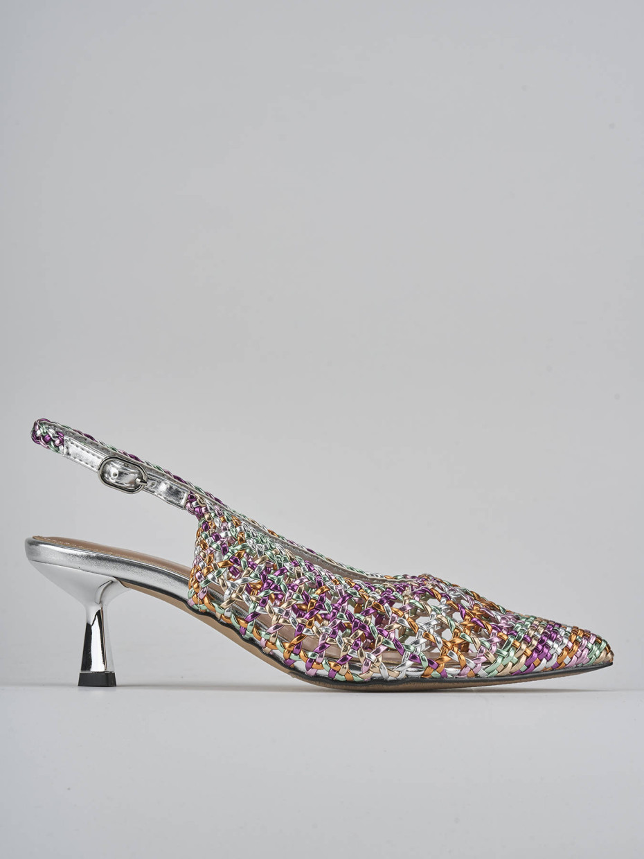 Décolleté e slingback tacco 6cm pelle multicolor