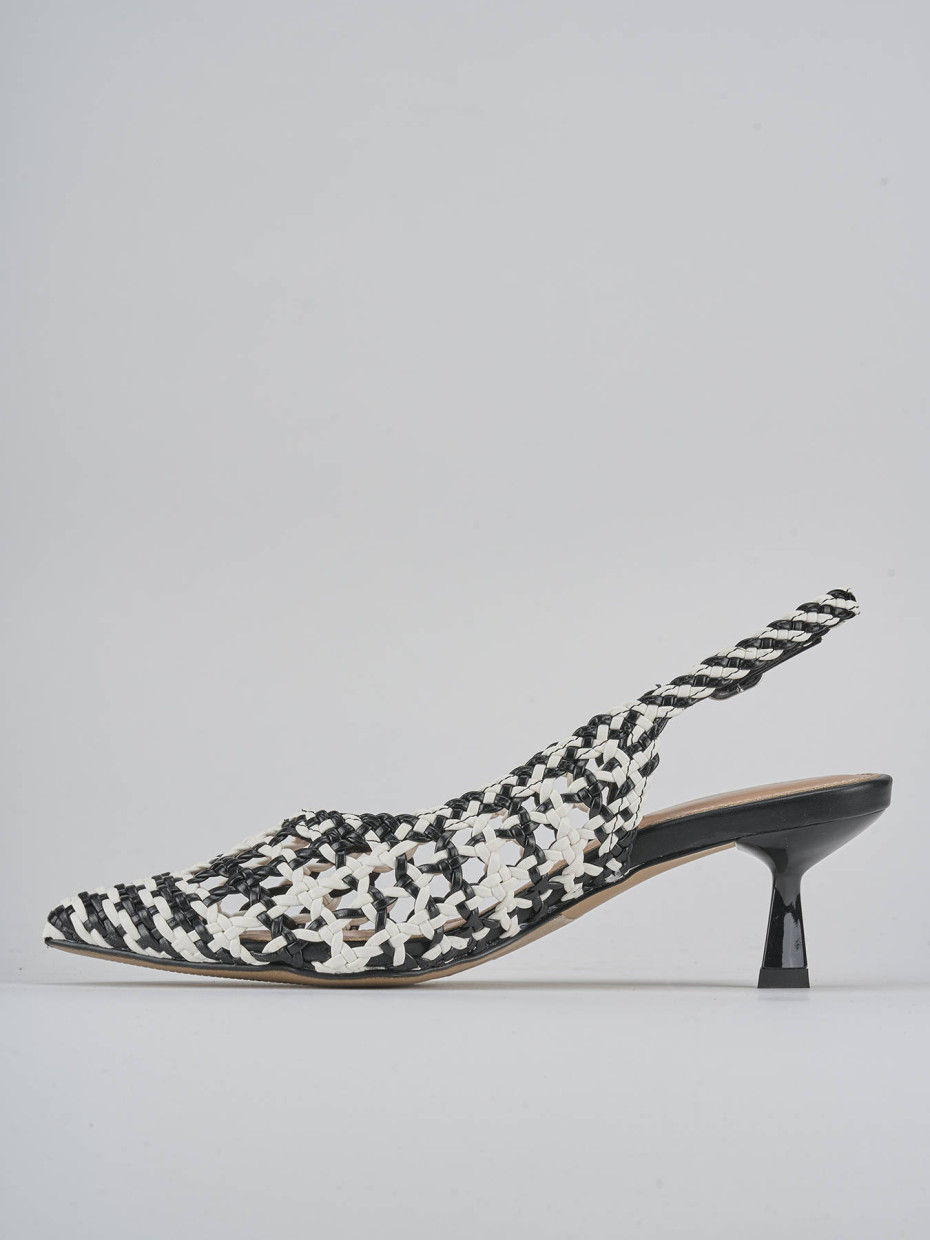 Décolleté e slingback tacco 6cm pelle nero