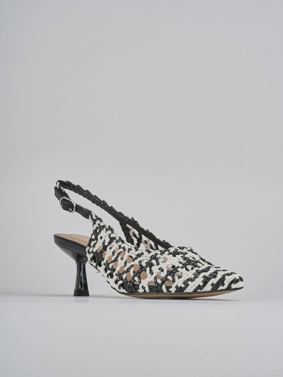 Décolleté e slingback tacco 6cm pelle nero