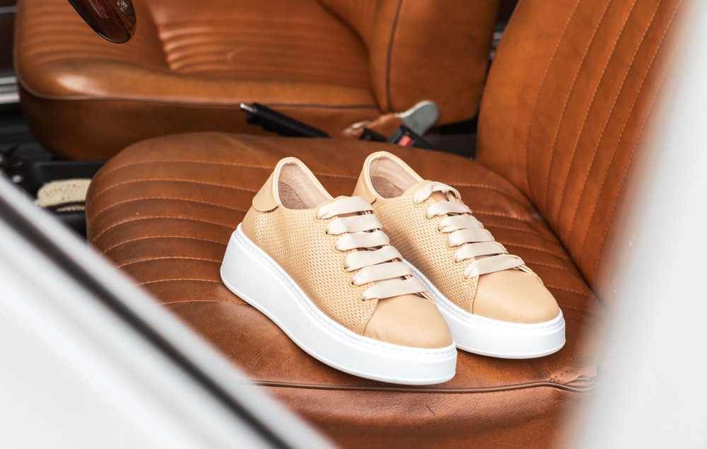 Sneakers pelle beige