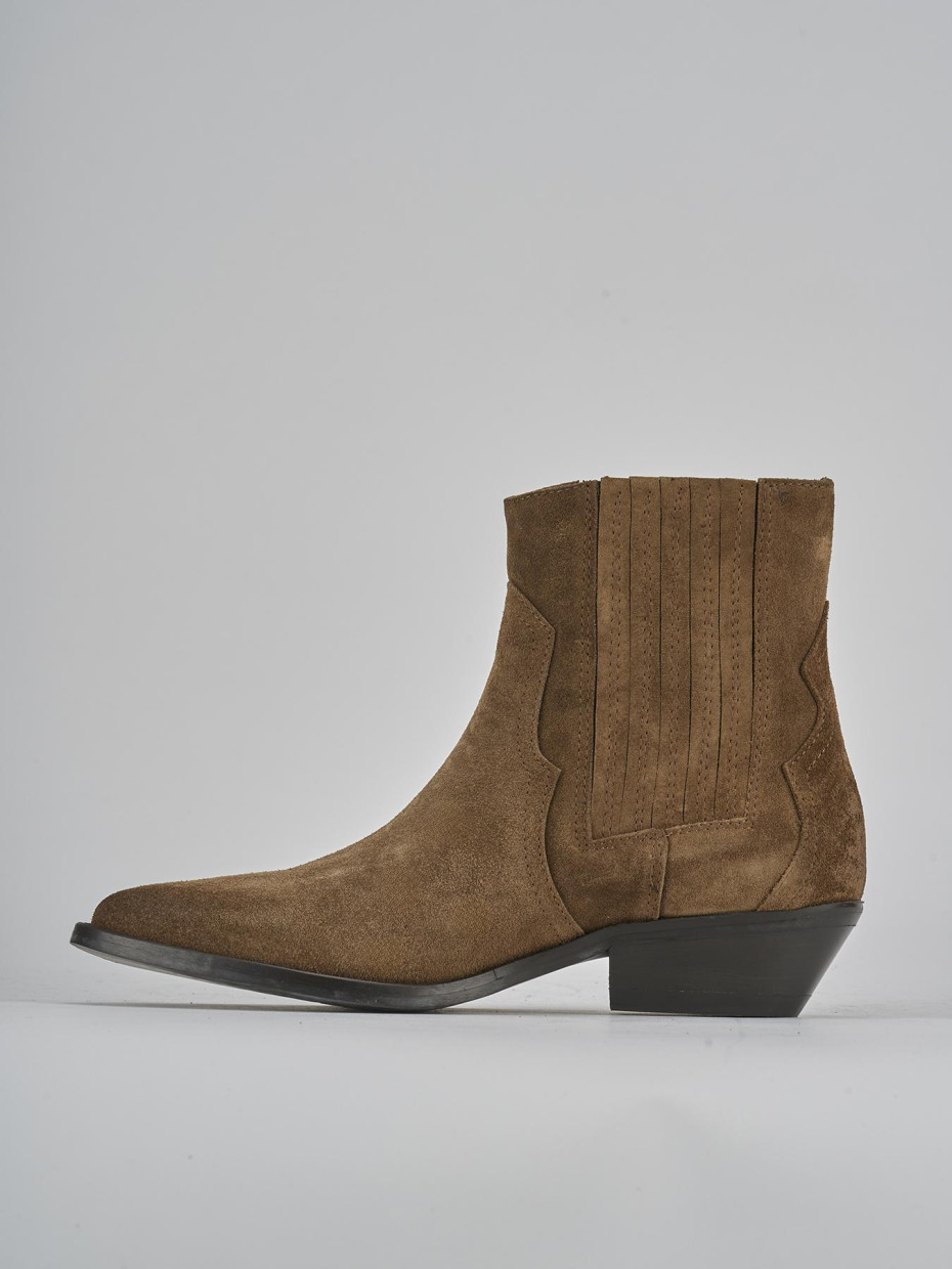 Stivaletti tacco 4cm camoscio marrone