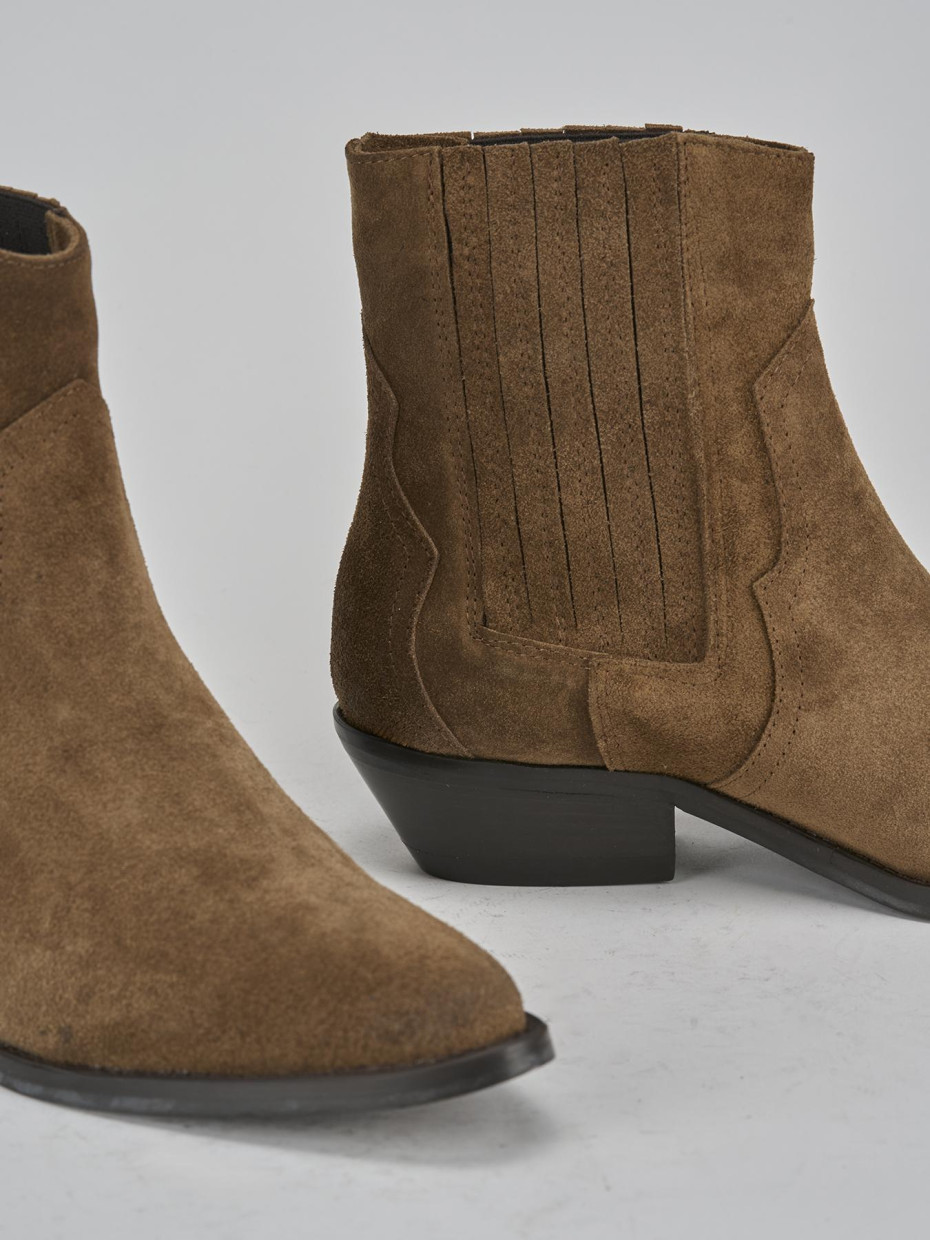 Stivaletti tacco 4cm camoscio marrone
