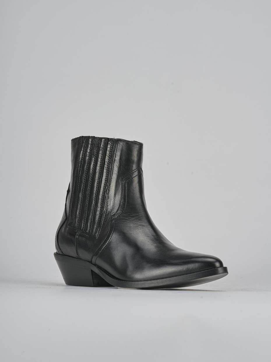 Stivaletti tacco 4cm pelle nero