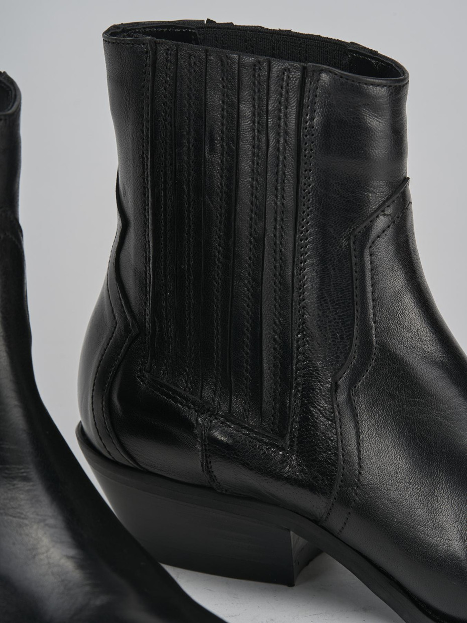 Stivaletti tacco 4cm pelle nero