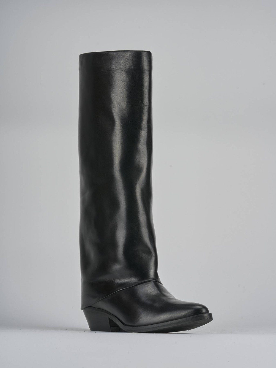 Stivali tacco 3cm pelle nero
