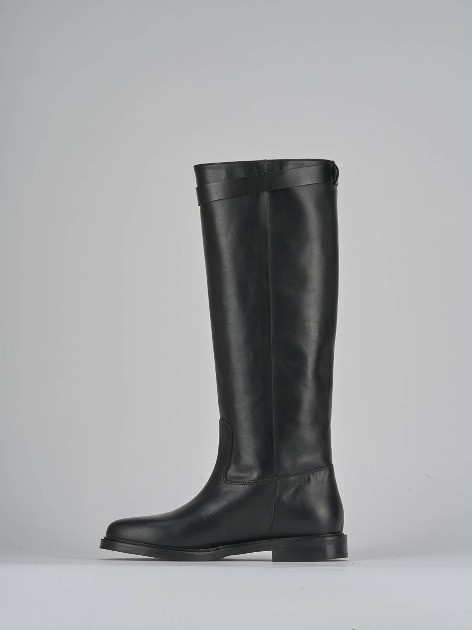 Stivali tacco 2cm pelle nero
