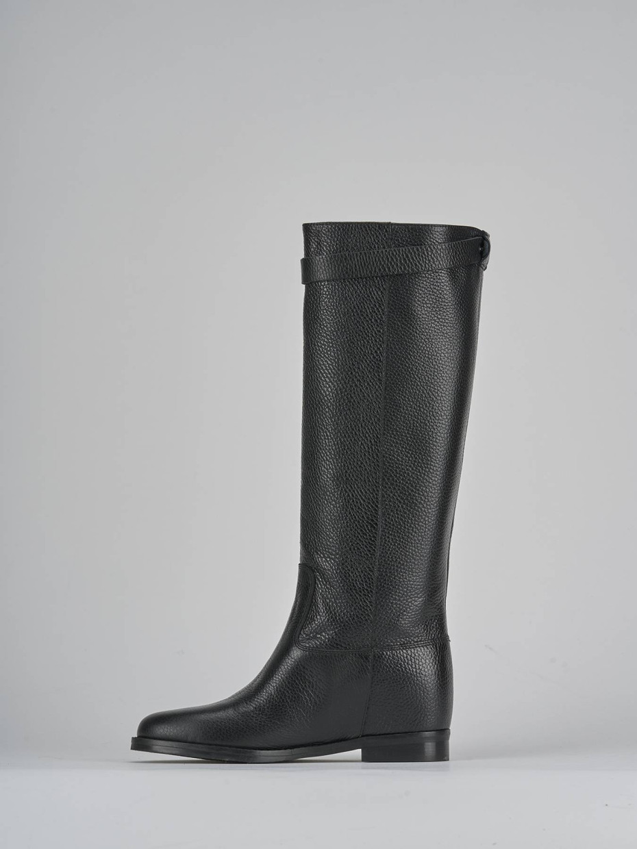 Stivali tacco 2cm pelle nero