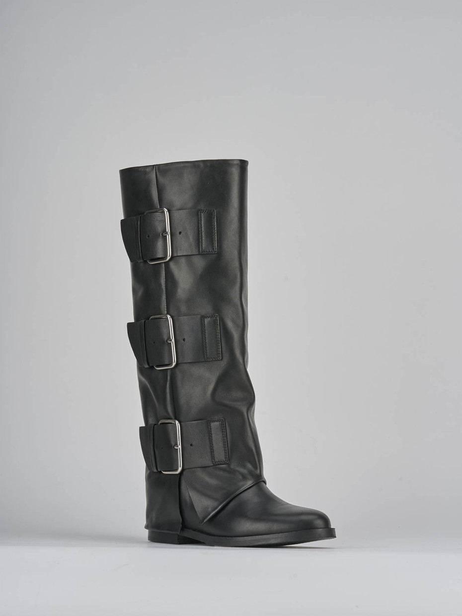 Stivali tacco 2cm pelle nero