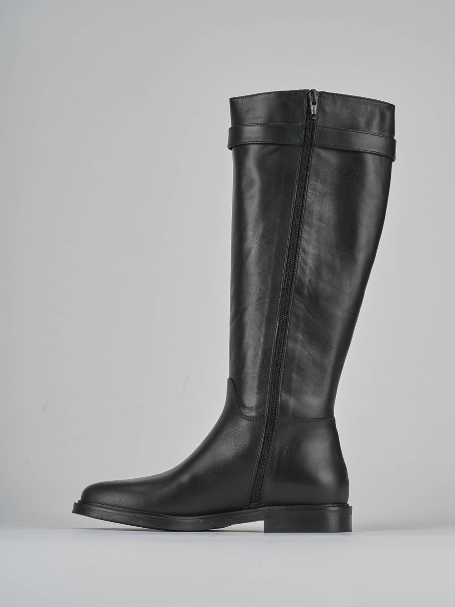Stivali tacco 2cm pelle nero