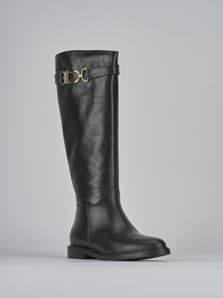 Stivali tacco 2cm pelle nero