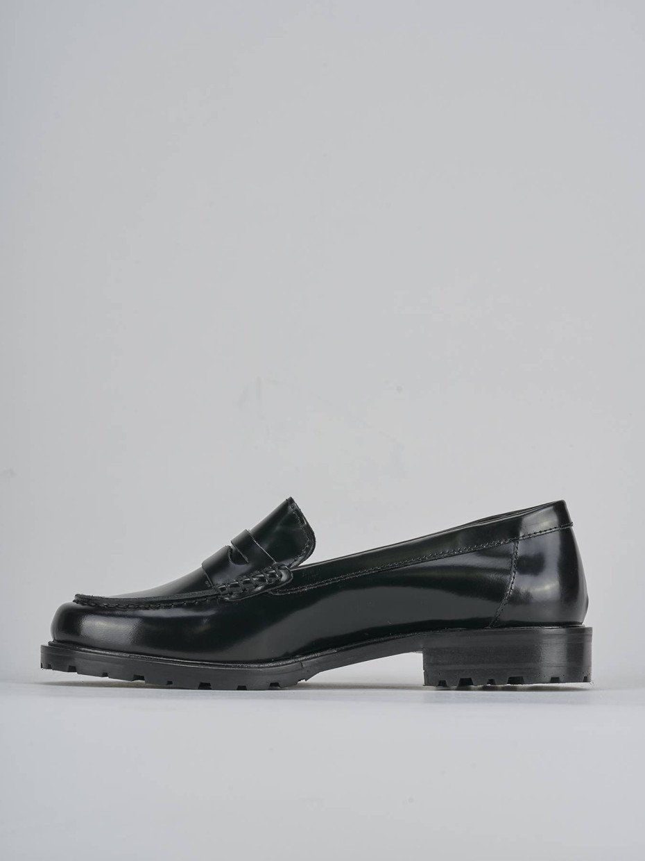 Mocassini tacco 3cm pelle nero