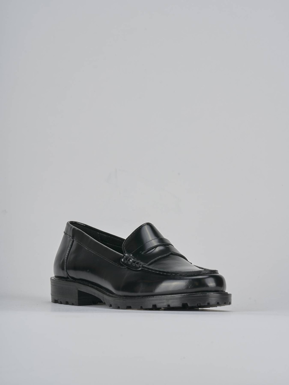 Mocassini tacco 3cm pelle nero