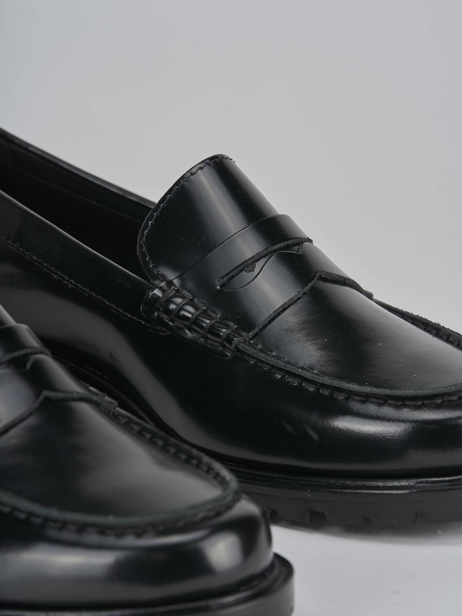 Mocassini tacco 3cm pelle nero