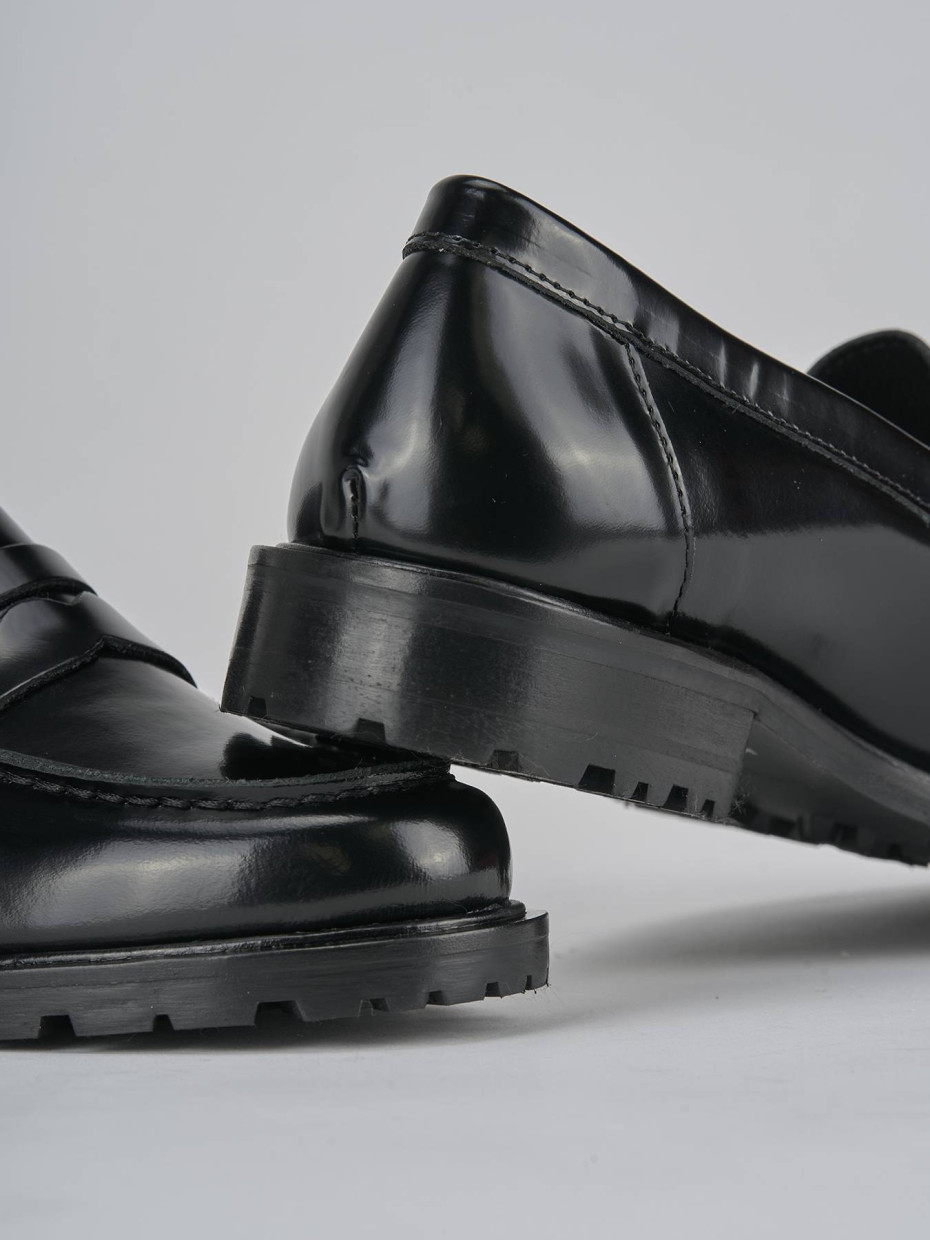 Mocassini tacco 3cm pelle nero