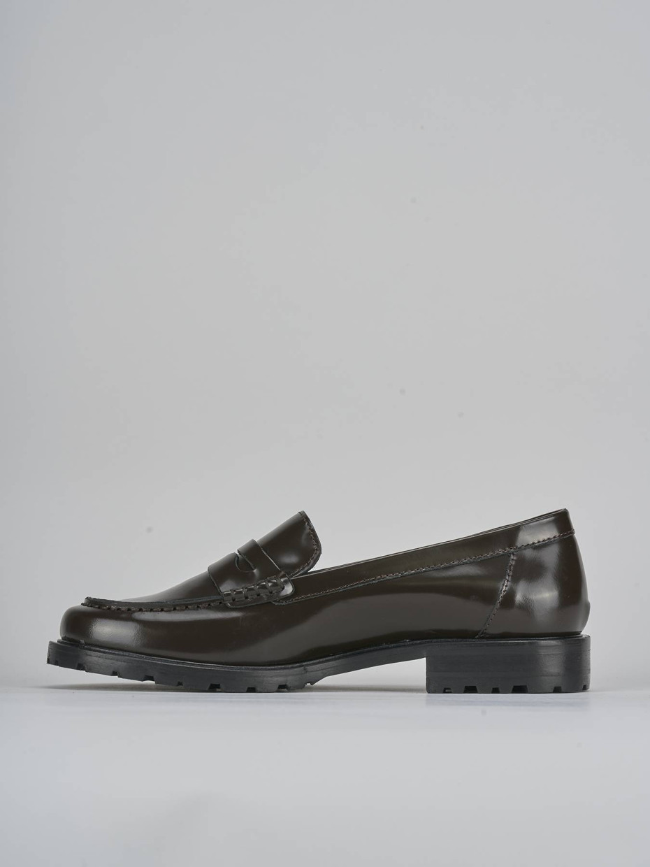 Mocassini tacco 3cm pelle testa