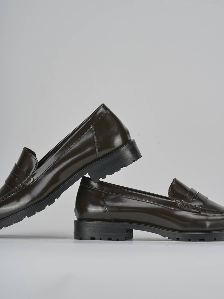 Mocassini tacco 3cm pelle testa