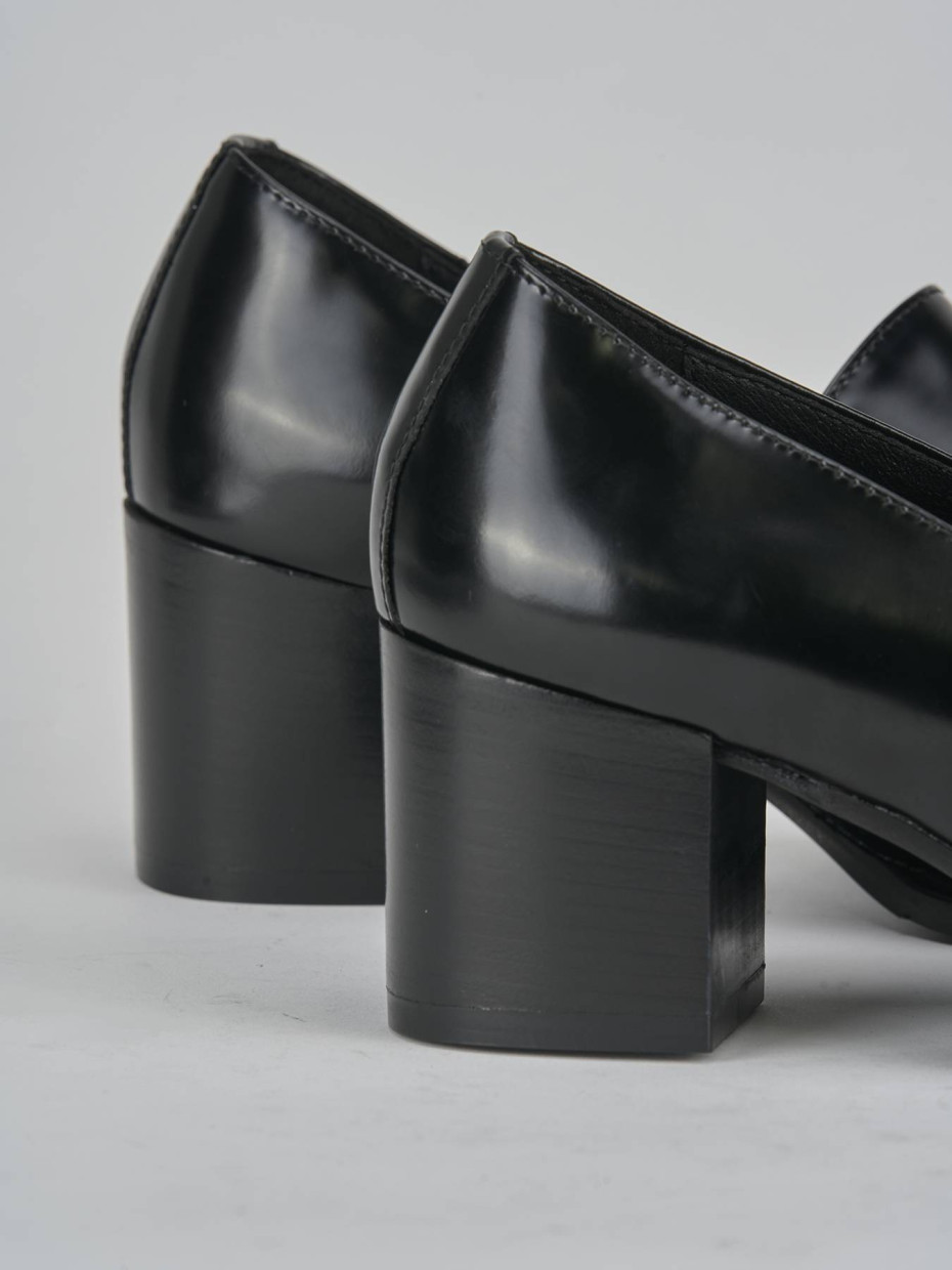 Mocassini tacco 7cm pelle nero