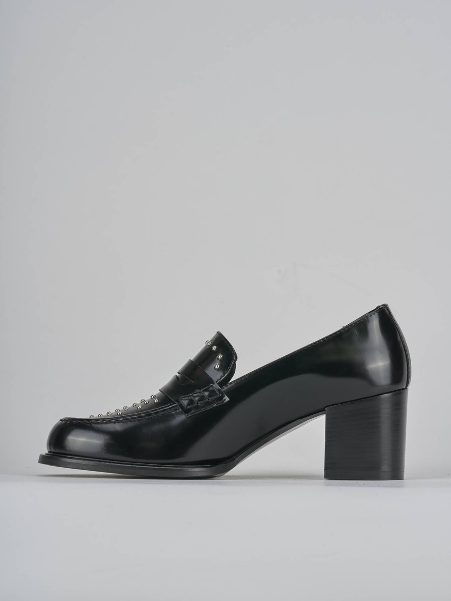 Mocassini tacco 7cm pelle nero
