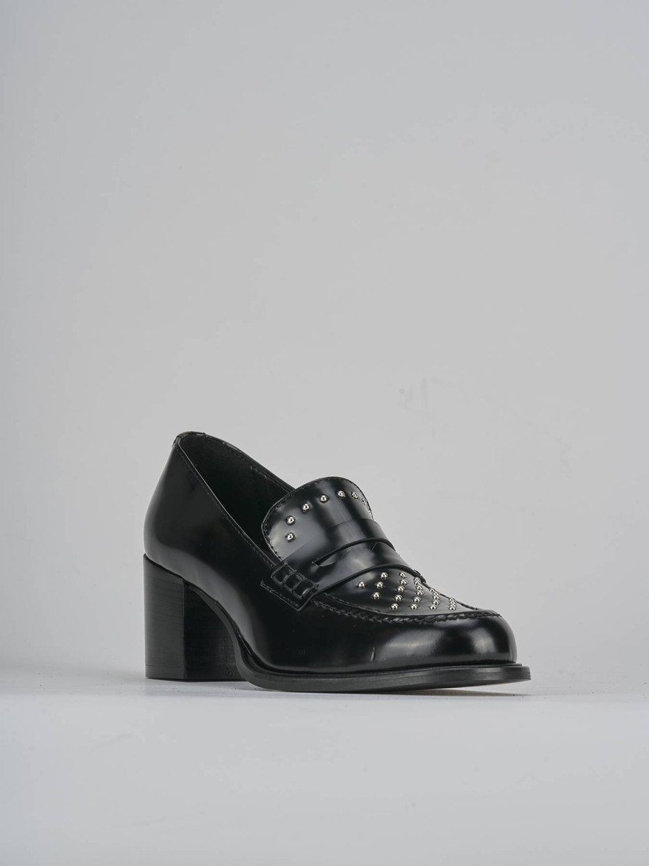 Mocassini tacco 7cm pelle nero