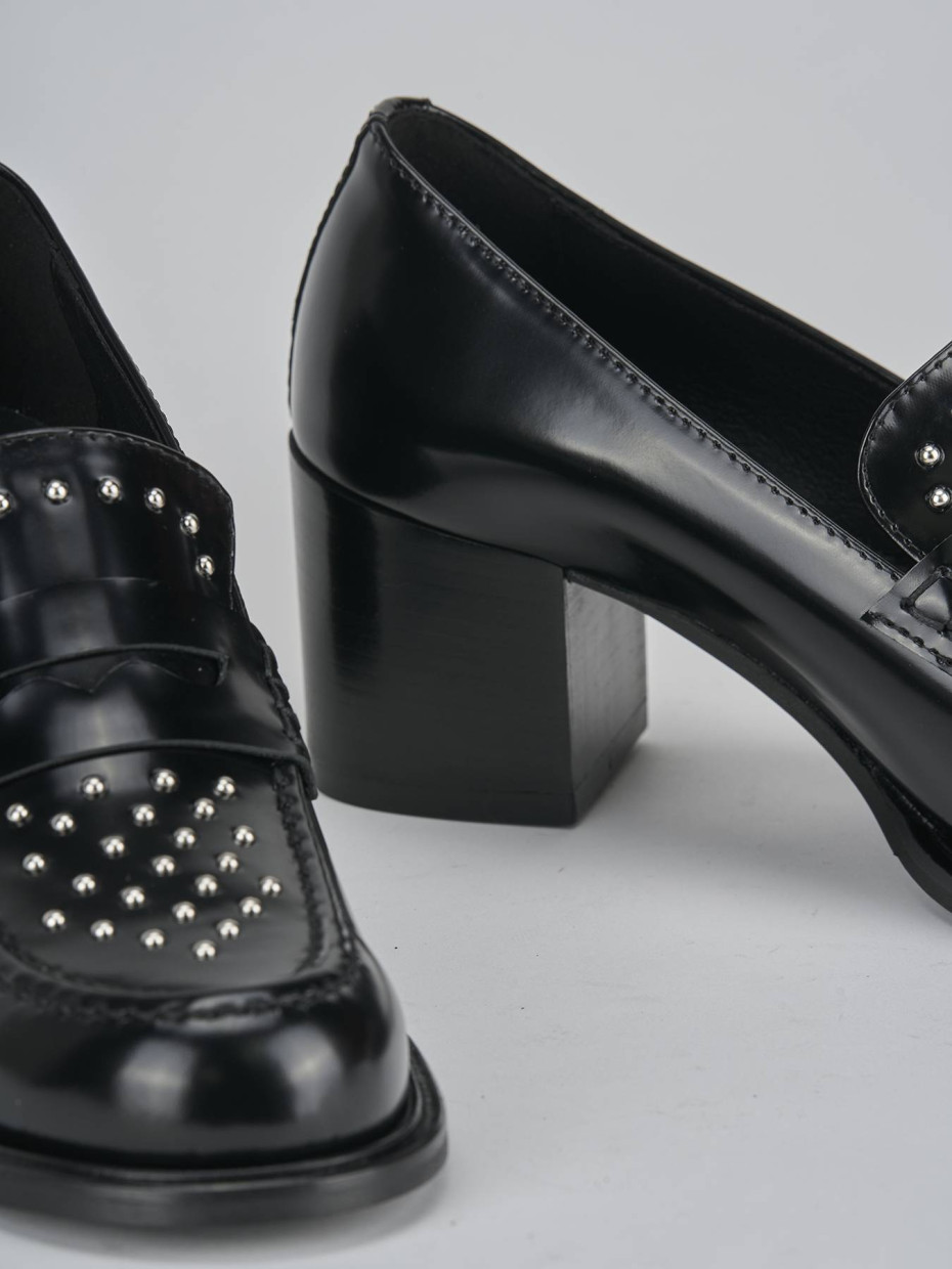 Mocassini tacco 7cm pelle nero