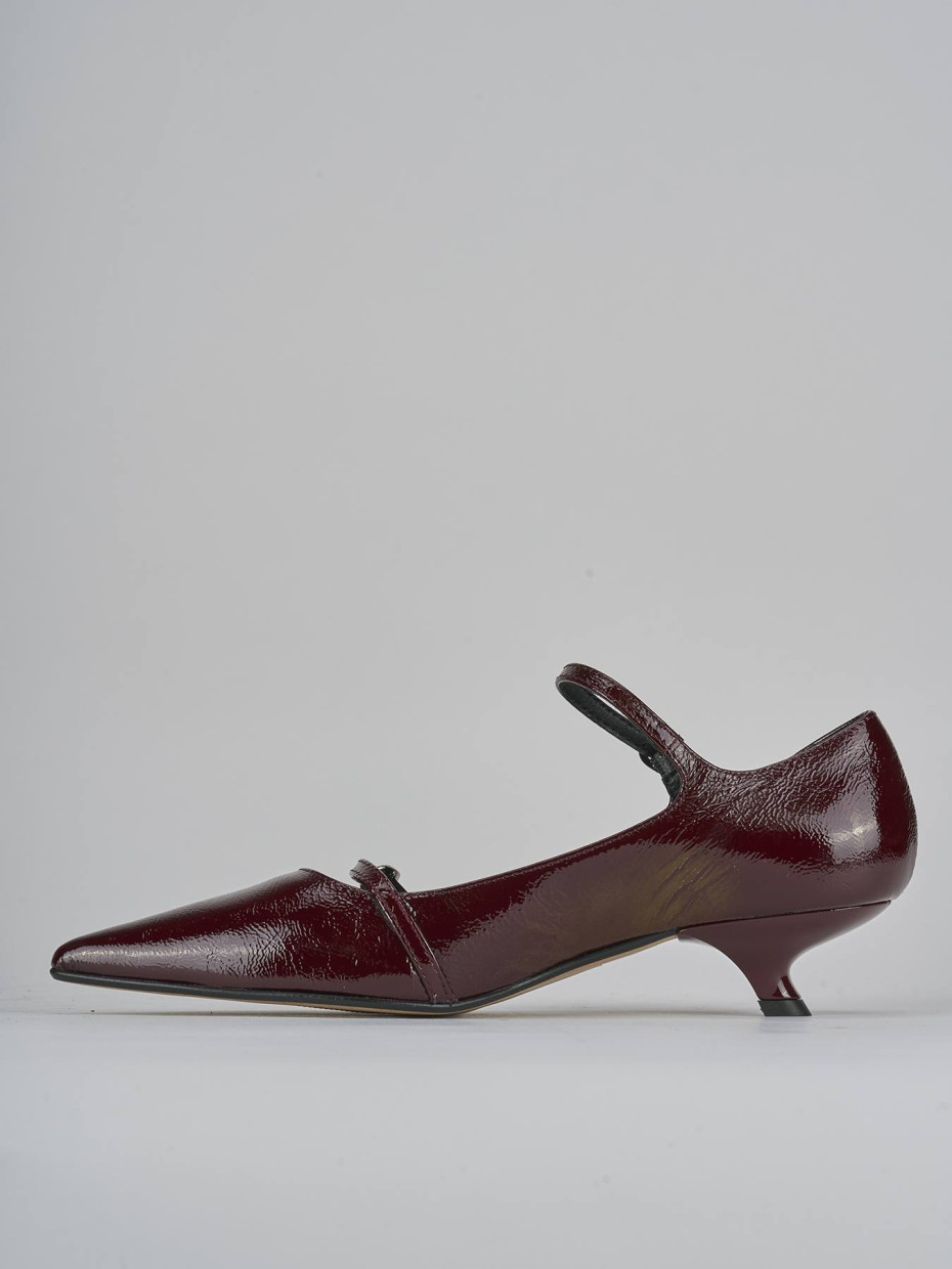 Décolleté e slingback tacco 4cm vernice bordo'