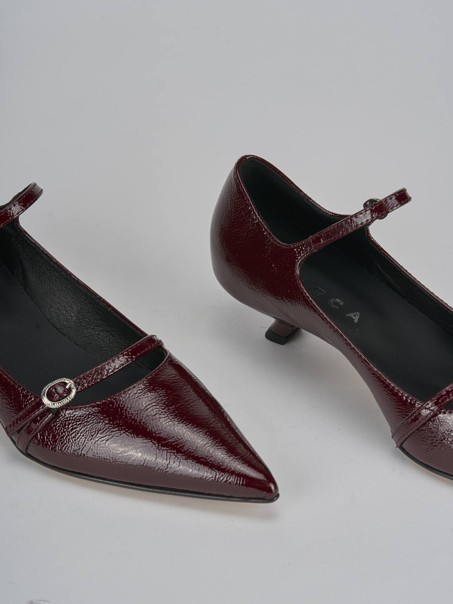 Décolleté e slingback tacco 4cm vernice bordo'