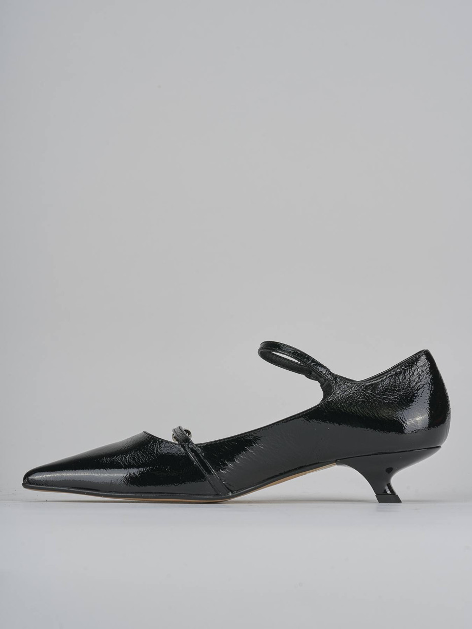 Décolleté e slingback tacco 4cm vernice nero