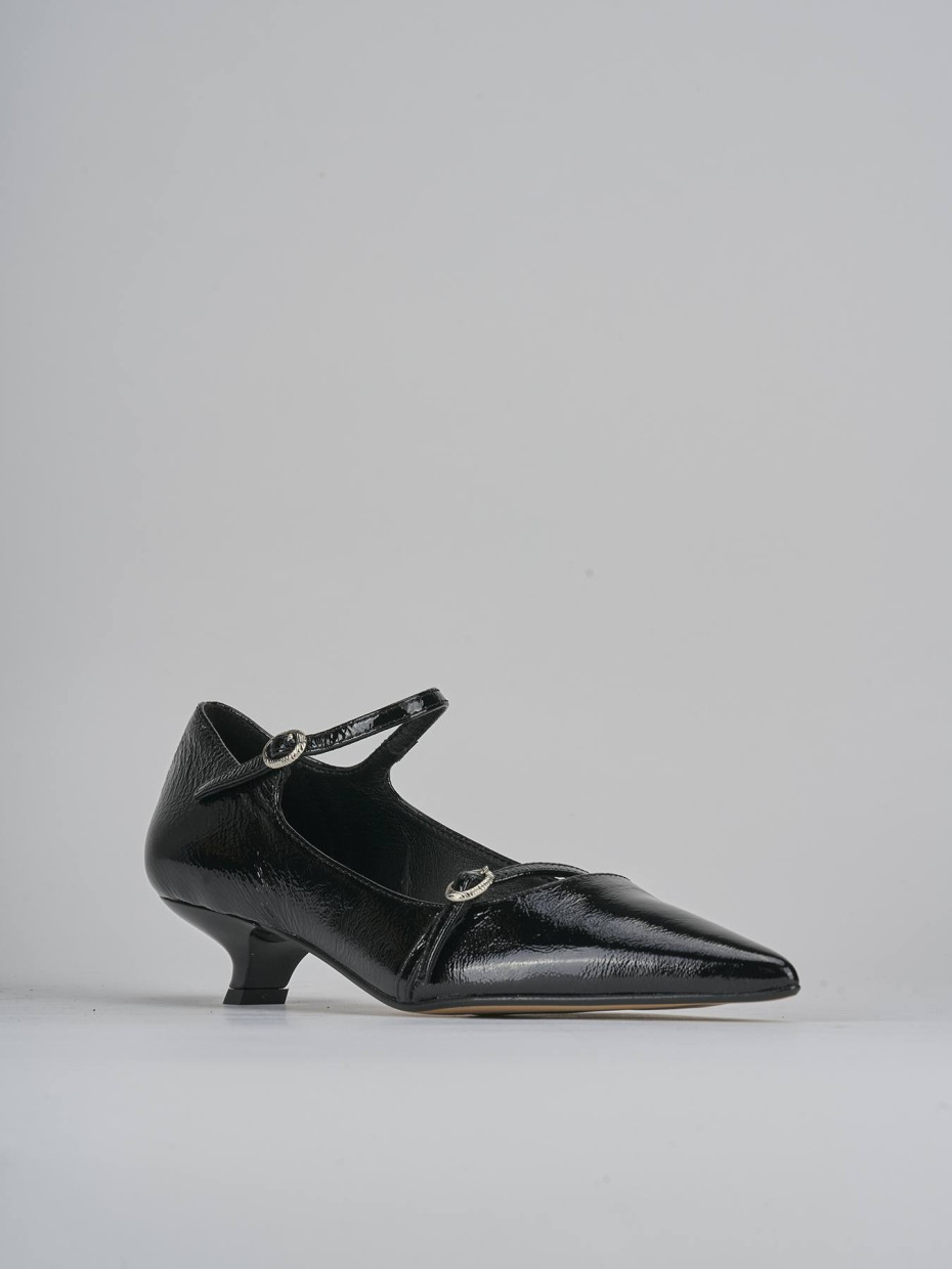 Décolleté e slingback tacco 4cm vernice nero