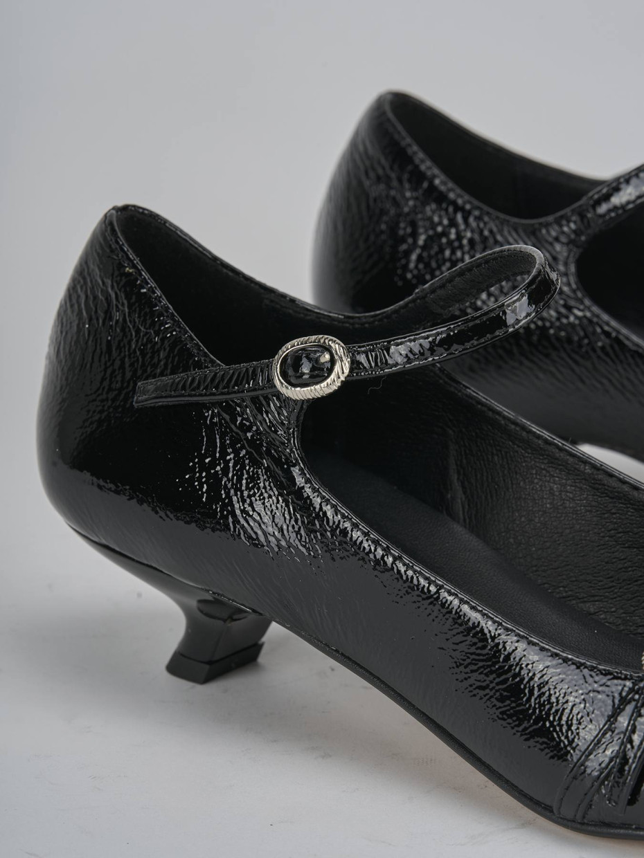 Décolleté e slingback tacco 4cm vernice nero