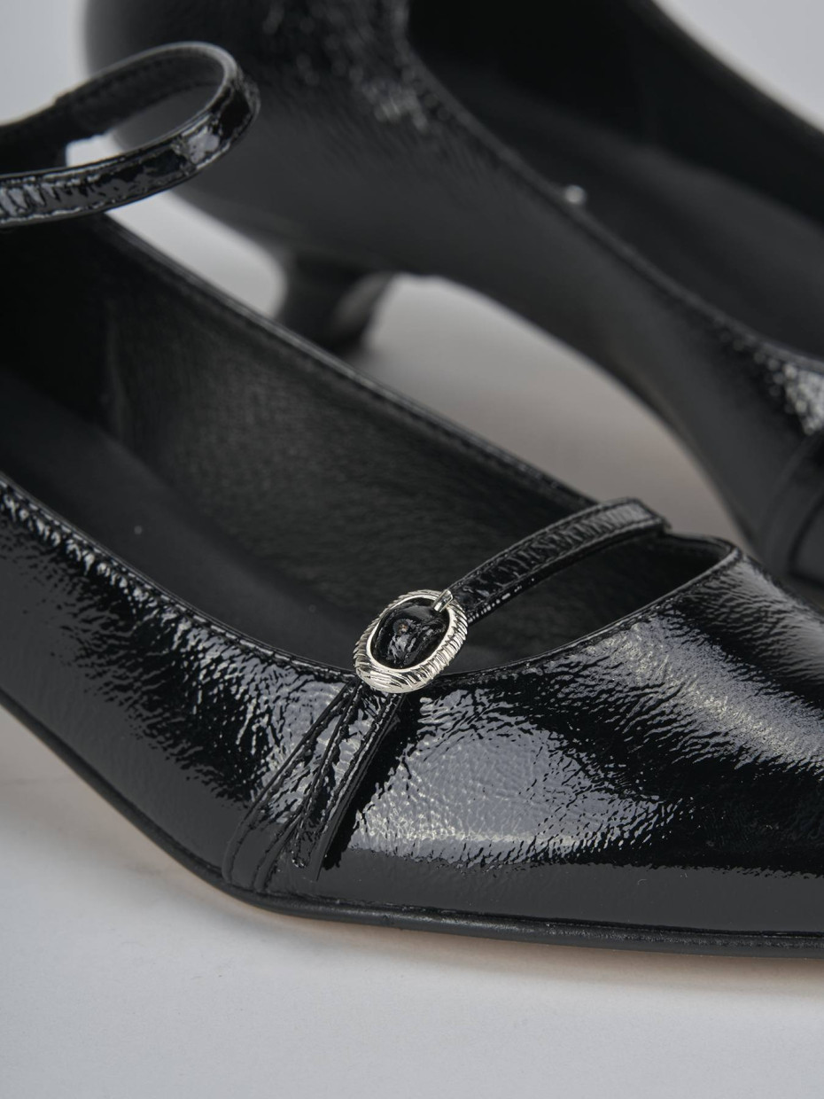 Décolleté e slingback tacco 4cm vernice nero