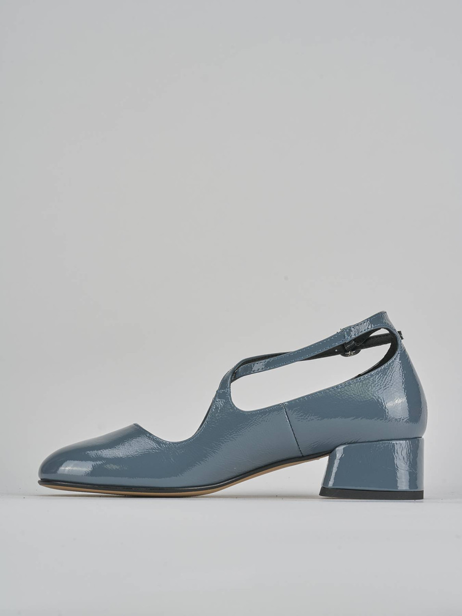 Décolleté e slingback tacco 4cm vernice jeans
