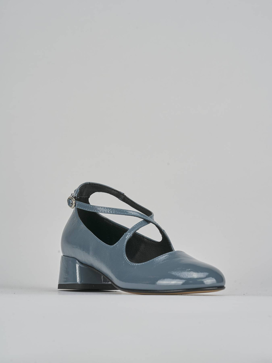 Décolleté e slingback tacco 4cm vernice jeans