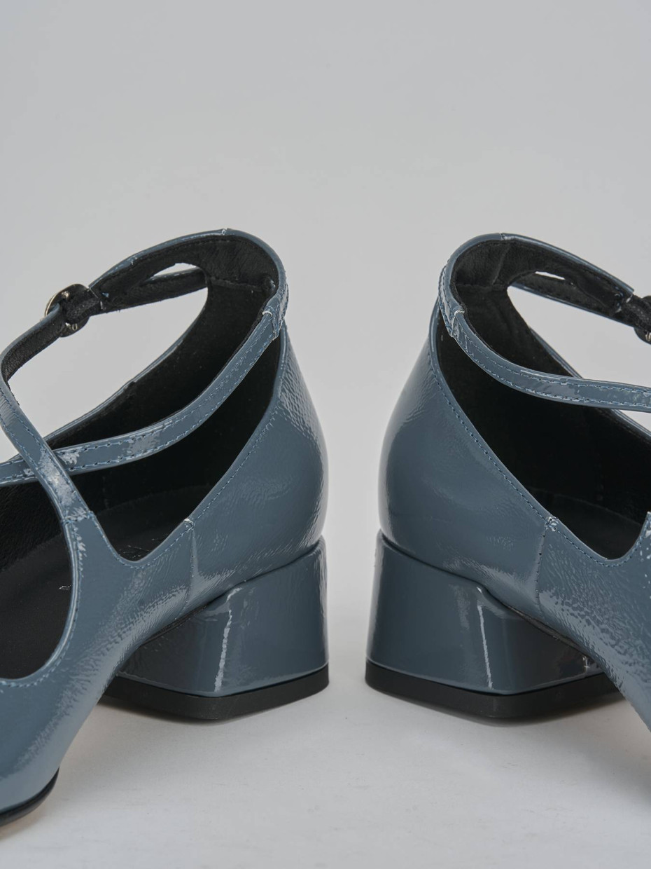 Décolleté e slingback tacco 4cm vernice jeans