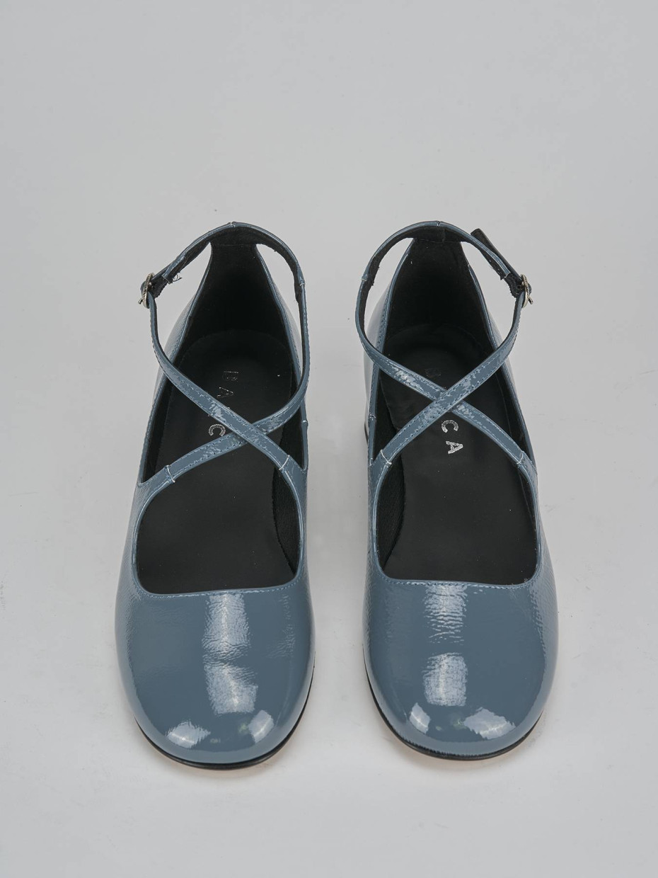 Décolleté e slingback tacco 4cm vernice jeans